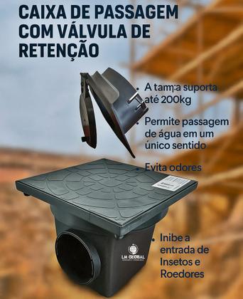 Imagem de Caixa Inspeção c/ Válvula Retenção - Bloqueia Pragas Insetos