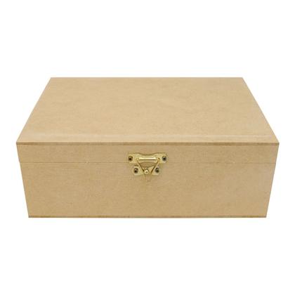 Imagem de Caixa Lisa com Dobradiça e Fecho 30x20x13 Mdf Madeira