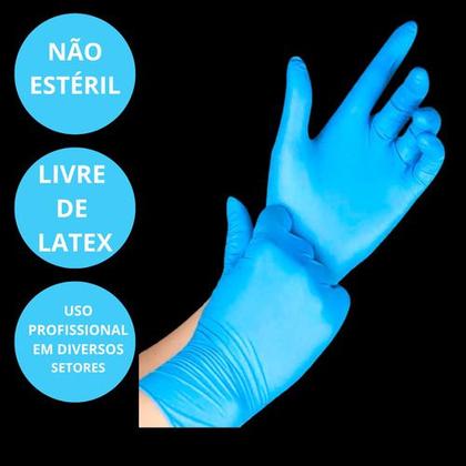 Imagem de Caixa Luvas Nitrilica Sem Pó Descartável Procedimentos 100uni