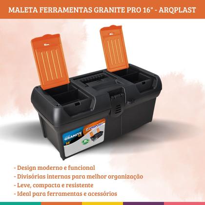 Imagem de Caixa Maleta Ferramentas Granite Pro 16 Caixa Reforçada Arqplast