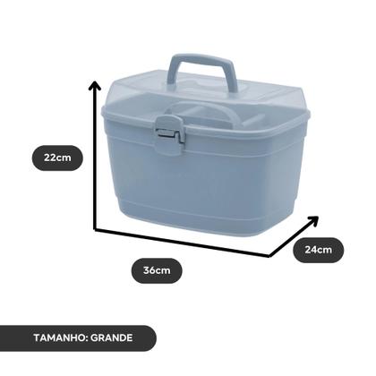 Imagem de Caixa Maleta Multiuso Organizadora Manicure Maquiagem Box Grande 36x22x24cm