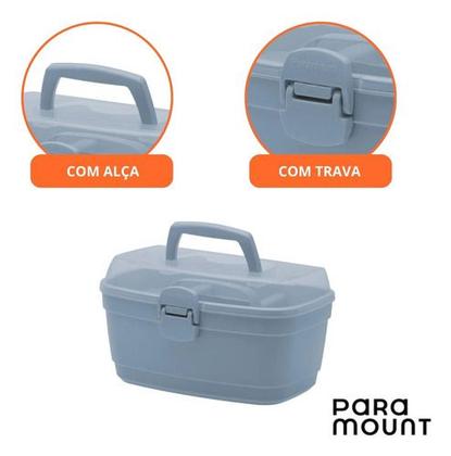 Imagem de Caixa Maleta Multiuso Organizadora Manicure Maquiagem Cinza