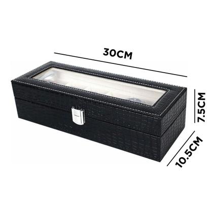 Imagem de Caixa Maleta Porta Relógio Sofisticado C/ 6 Divisórias 30cm