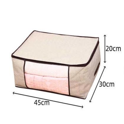 Imagem de Caixa organizador de roupas flexivel com ziper multiuso para guarda roupa cama edredom e closets saco 45x30x20cm