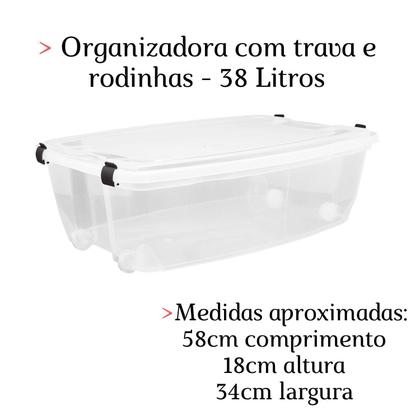 Imagem de Caixa Organizadora 38 Litros Multiuso Rodinha Empilhável