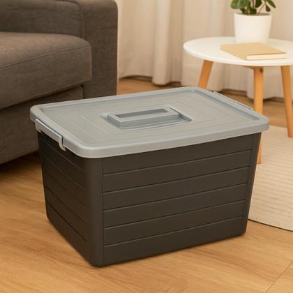 Imagem de Caixa Organizadora 50L Container Arqplast Com Trava e Rodinha Organizador Multiuso Garagem Carro