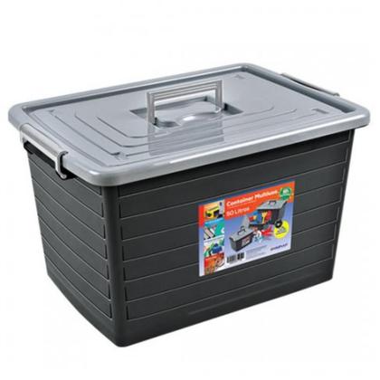 Imagem de Caixa Organizadora 50L Container Arqplast Com Trava e Rodinha Organizador Multiuso Garagem Carro
