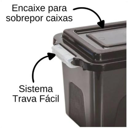 Imagem de Caixa Organizadora Alta Preta 4,5 Litros Com Tampa e Trava