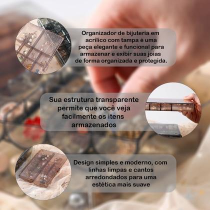 Imagem de Caixa Organizadora Bijuterias Joias Pequeno Divisórias