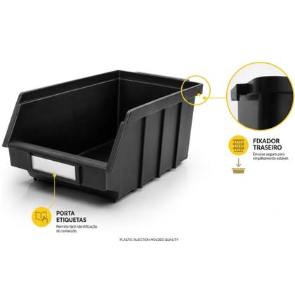 Imagem de Caixa Organizadora Bin Nº5 Kit 10 Peças Plástica Empilhável