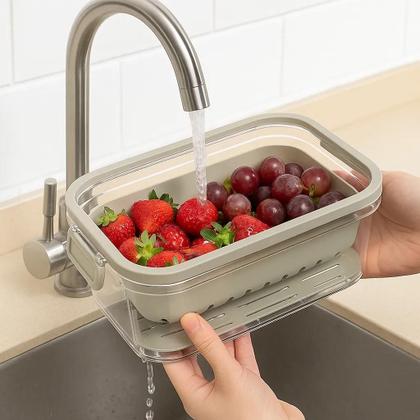 Imagem de Caixa Organizadora Com Escorredor Frutas Verduras Geladeira