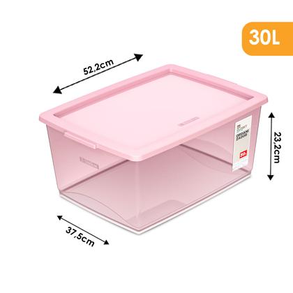 Caixa Organizadora Com Trava 30 Litros Rose Ordene Imagem de Caixa Organizadora Com Trava 30 Litros Rose Ordene