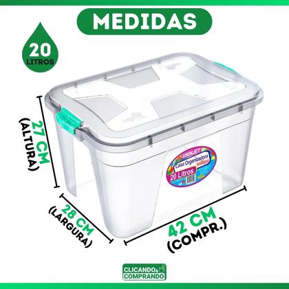 Caixa Organizadora Container 20 Litros C/ Tampa e Trava - Uninjet Imagem de Caixa Organizadora Container 20 Litros C/ Tampa e Trava