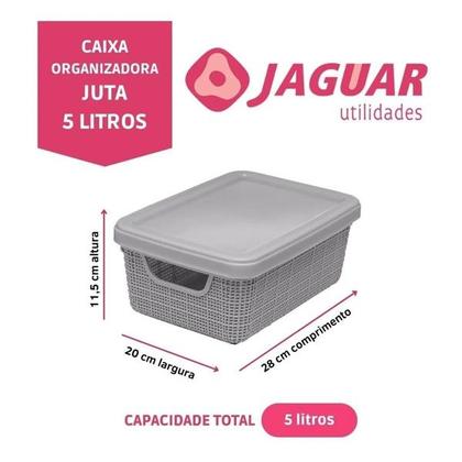 Imagem de Caixa organizadora de juta 5 litros cinza jaguar r.31196