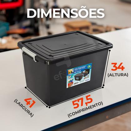 Caixa Organizadora Decorativa Grande Preta Trava 56 Litros Cesta Armazenamento Ração lavanderia - Arqplast Imagem de Caixa Organizadora Decorativa Grande Preta Trava 56 Litros Cesta Armazenamento Ração lavanderia