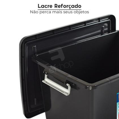 Caixa Organizadora Decorativa Grande Preta Trava 56 Litros Cesta Armazenamento Ração lavanderia - Arqplast Imagem de Caixa Organizadora Decorativa Grande Preta Trava 56 Litros Cesta Armazenamento Ração lavanderia