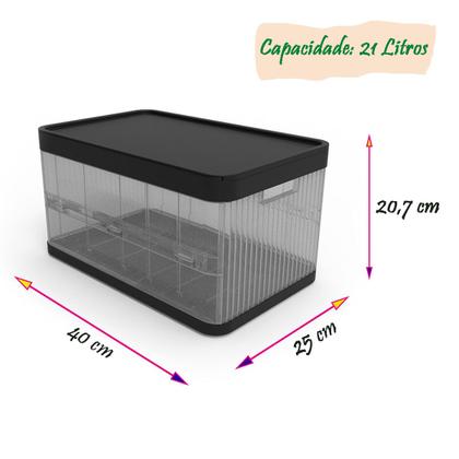 Imagem de Caixa Organizadora Dobrável 21 Litros com Tampa e Alça Divisória Móvel