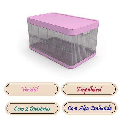 Imagem de Caixa Organizadora Dobrável 21 Litros com Tampa e Alça Divisória Móvel