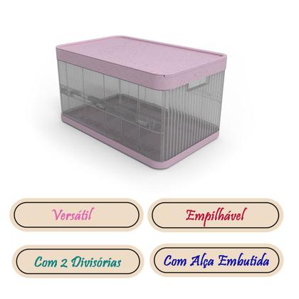 Imagem de Caixa Organizadora Dobrável 21 Litros com Tampa e Alça Divisória Móvel