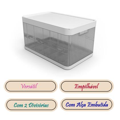 Imagem de Caixa Organizadora Dobrável 21 Litros com Tampa e Alça Divisória Móvel