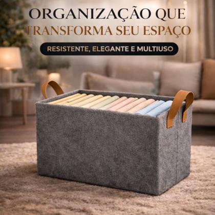 Imagem de Caixa Organizadora Dobrável 25L para Guarda Roupa Gaveta Cesto Organizador Kit -