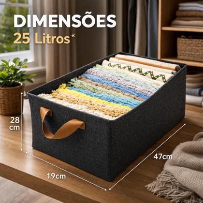 Imagem de Caixa Organizadora Dobrável 25L para Guarda Roupa Gaveta Cesto Organizador Kit -