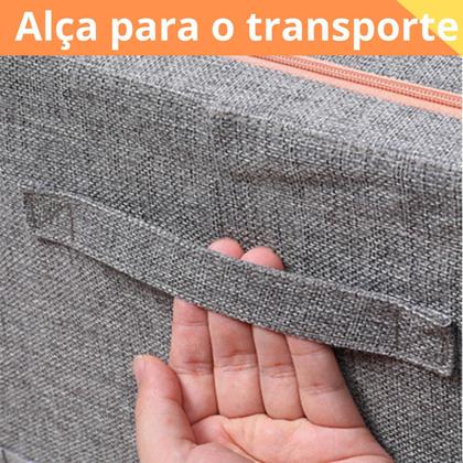Imagem de Caixa Organizadora Dobrável 66L com Tampa e Zíper Ideal Armazenar Roupas Edredons Toalhas e Closet Guarda Roupa Com Alça