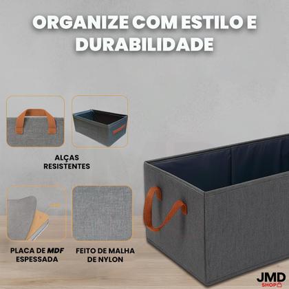 Imagem de Caixa Organizadora Dobrável com Reforço de MDF e Acabamento Sofisticado