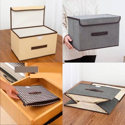 Imagem de Caixa Organizadora Dobrável em Tecido  Kit 2 Unidades com Estrutura Rígida