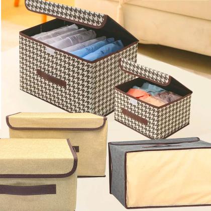 Imagem de Caixa Organizadora Dobrável em Tecido  Kit 2 Unidades com Estrutura Rígida