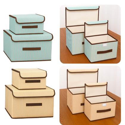 Imagem de Caixa Organizadora Dobrável em Tecido  Kit 2 Unidades com Estrutura Rígida