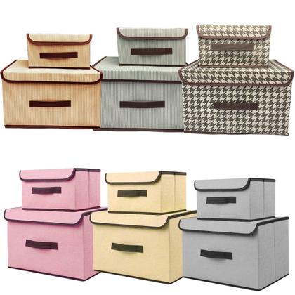 Imagem de Caixa Organizadora Dobrável em Tecido  Kit 2 Unidades com Estrutura Rígida