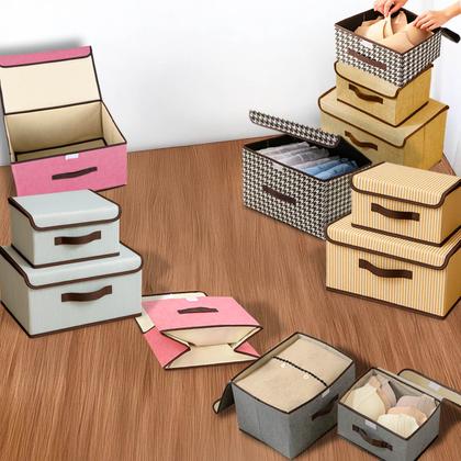 Imagem de Caixa Organizadora Dobrável em Tecido  Kit 2 Unidades com Estrutura Rígida