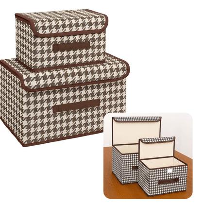 Imagem de Caixa Organizadora Dobrável em Tecido  Kit 2 Unidades com Estrutura Rígida