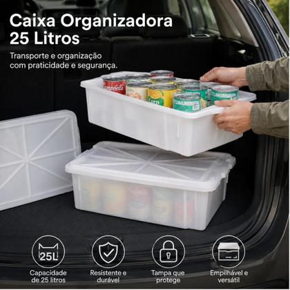 Imagem de Caixa Organizadora Frigorífica Grande 25 Litros com Tampa Freezer Geladeira Salgados Restaurante Açougue Multiuso -