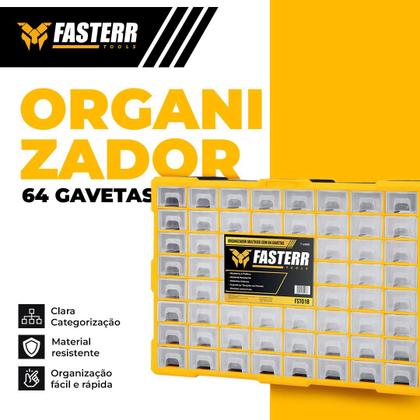 Imagem de Caixa Organizadora Gaveteiro Multiuso com 64 Gavetas Fasterr - FST018