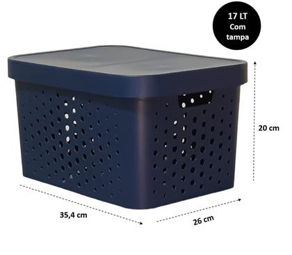 Imagem de Caixa organizadora grande 17 litros azul petróleo qualidade resistente com tampa