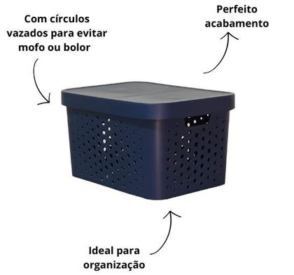 Imagem de Caixa organizadora grande 17 litros azul petróleo qualidade resistente com tampa