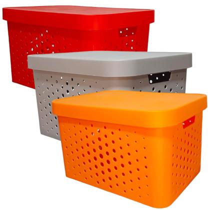 Imagem de Caixa organizadora grande 17 litros cinza qualidade resistente com tampa