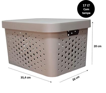 Imagem de Caixa organizadora grande 17 litros cinza qualidade resistente com tampa