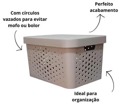 Imagem de Caixa organizadora grande 17 litros cinza qualidade resistente com tampa