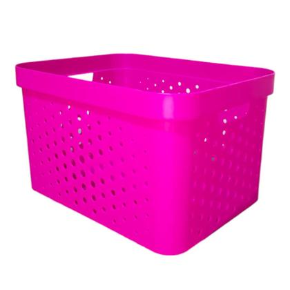 Imagem de Caixa organizadora grande 17 litros pink qualidade resistente com tampa