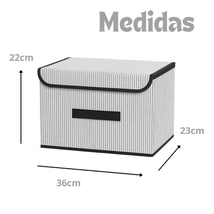 Imagem de Caixa Organizadora Grande 36x23x22cm Dobrável Tecido Tnt Tampa e Alça Cesto Organizador Multiuso Empilhável Organizar