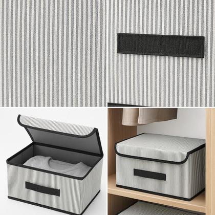 Imagem de Caixa Organizadora Grande 36x23x22cm Dobrável Tecido Tnt Tampa e Alça Cesto Organizador Multiuso Empilhável Organizar