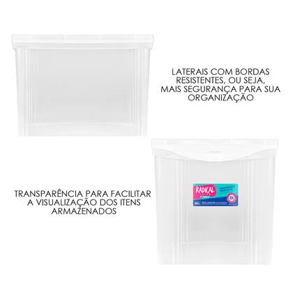 Imagem de Caixa Organizadora Grande com Trava Cristal 30 Litros
