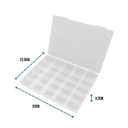 Imagem de Caixa Organizadora Multiuso 25 Divisórias Fixas Estojo Transparente