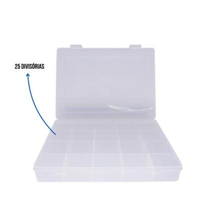 Imagem de Caixa Organizadora Multiuso 25 Divisórias Fixas Estojo Transparente