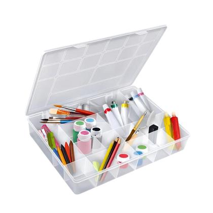 Imagem de Caixa Organizadora Multiuso 25 Divisórias Fixas Estojo Transparente