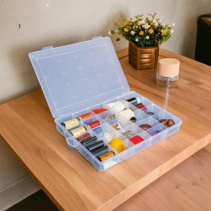 Imagem de Caixa Organizadora Multiuso 25 Divisórias Fixas Estojo Transparente