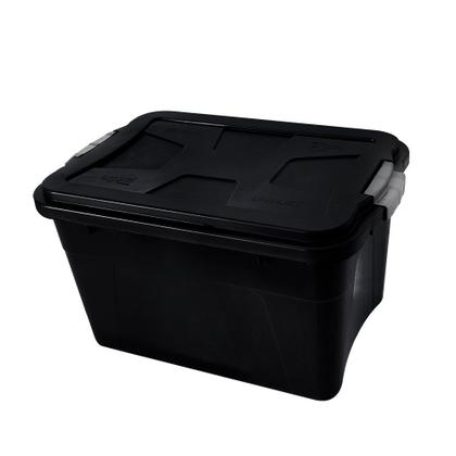 Imagem de Caixa Organizadora Multiuso Plástica 30 Litros com Tampa Preta - Ideal para Armazenamento e Organização de Brinquedos, Documentos e Ferramentas